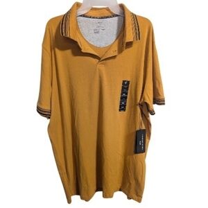 Shaquille O Neal Men's Polo XLT  Shirt Mustard Yellow Stripe Collar